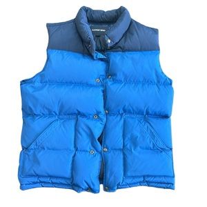 LANDS END MENS DOWN PUFFER VEST QUILTED BLUE LARGE
